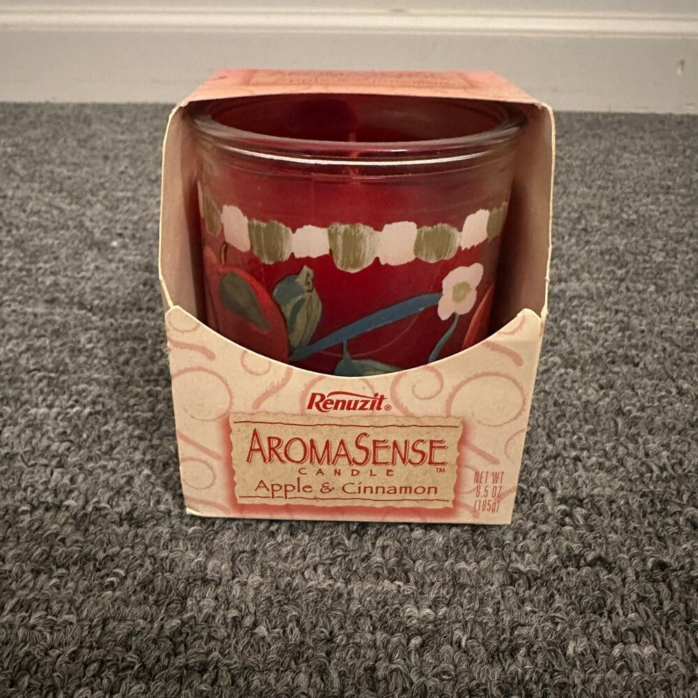 1999 Renuzit AromaSense pillar candle Apple & Cinnamon 6.5 oz